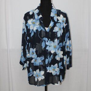 Emma James Blue 2PC Sheer Blouse & Cami